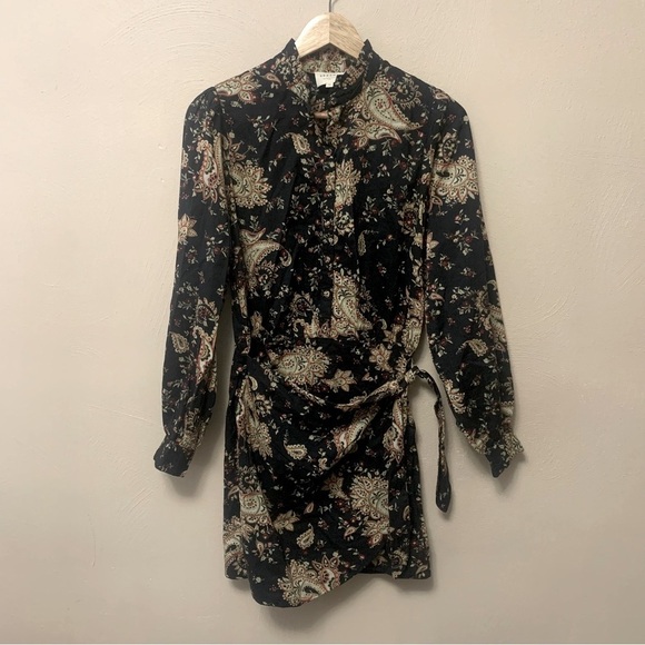 Sezane Capri Mini Dress Black Multi Paisley Size 34 Size US 2 - Picture 2 of 16